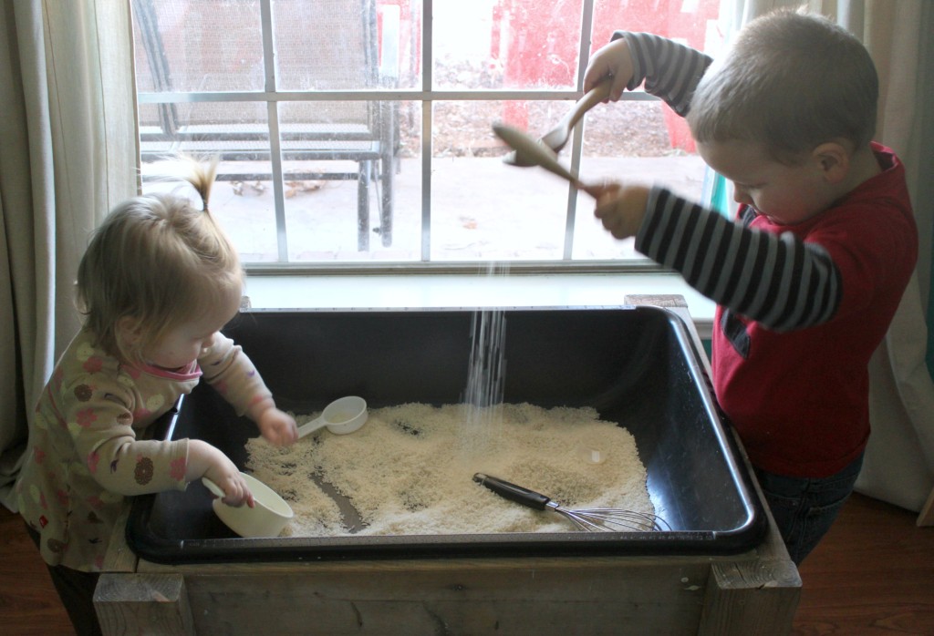 Kids love rice sensory bins