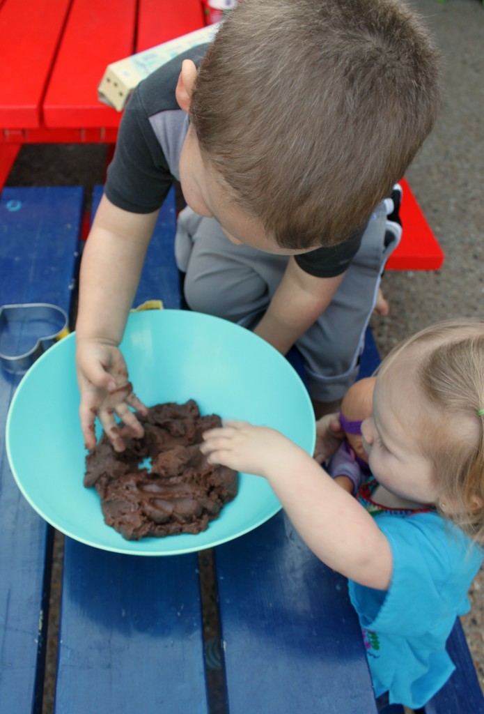 Sensory Play with Chocolate Cinnamon Scented Sensory Dough that is Taste Safe