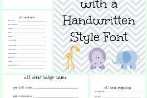 free printable DIY baby book with handwritten font