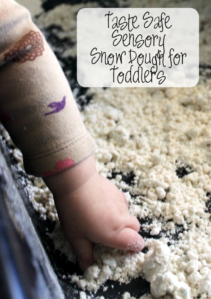 Playing with Taste Safe Sensory Snow Dough for Toddlers
