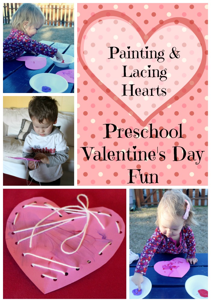 Preschool Valentine's Day Fun Painting and Lacing Hearts