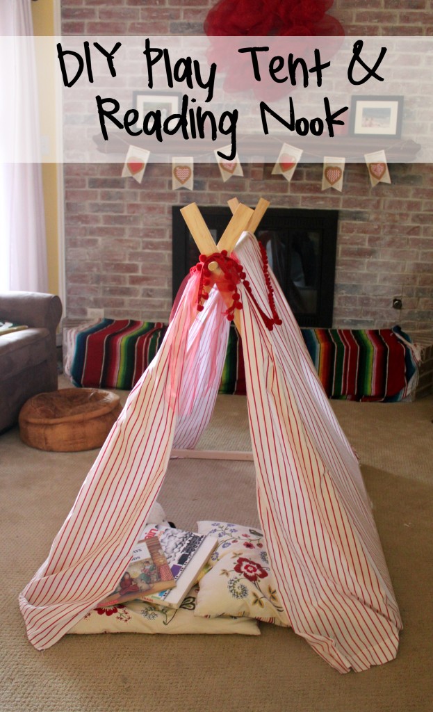 DIY Play Tent and Reading Nook that is easy to store and set up.