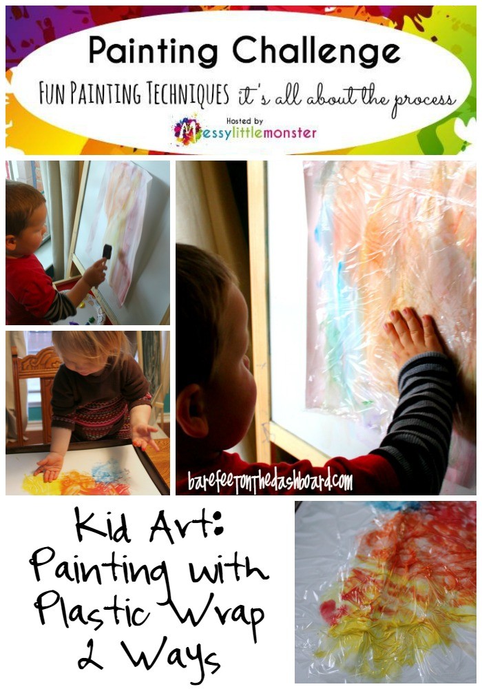 Kid Art Painting with Plastic Wrap Two Ways for Preschoolers and Toddlers