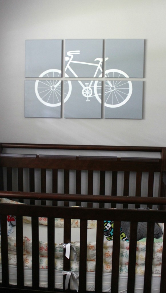 bicycle themed nursery painting