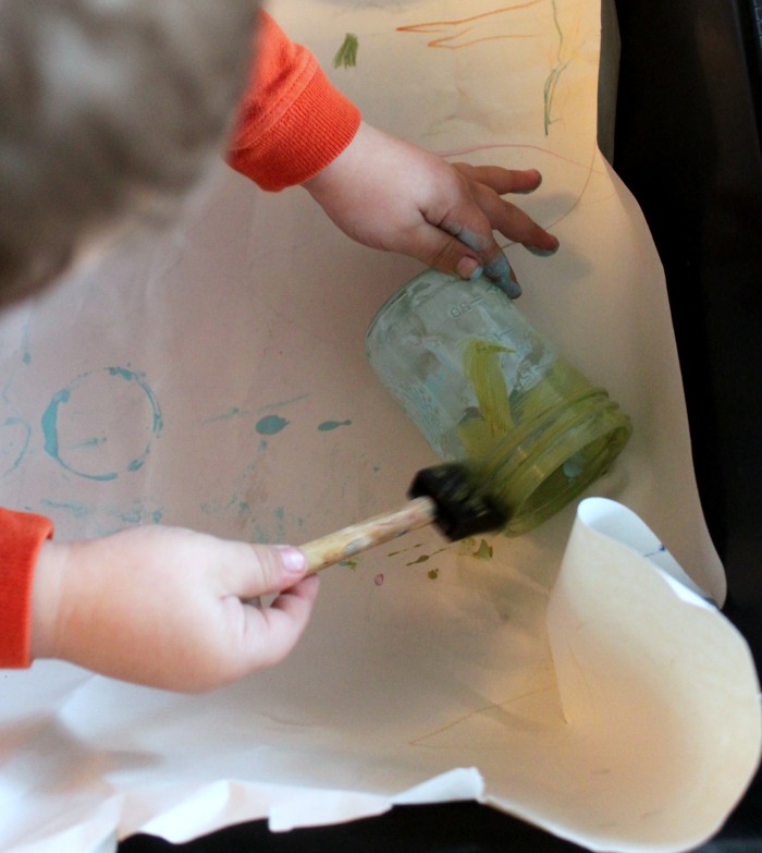 preschool painting mason jars to make diy diffusers