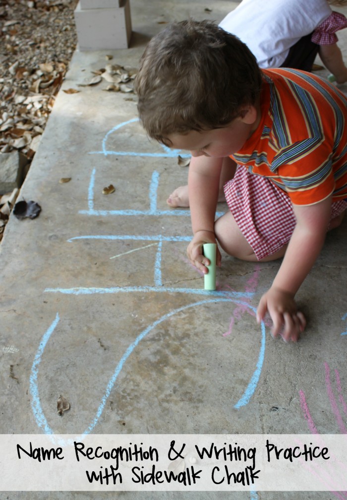 Name Recognition and Writing Practice with Sidewalk Chalk