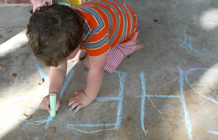 Writing Practice and Name Recognition for Preschool Kids with Sidewalk Chalk